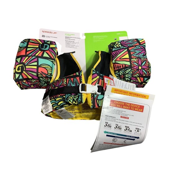 Speedo Splash Jammer Kids Swim Vest Colorful Abstract Pattern Life Jacket  Youth - Picture 5 of 6